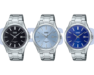 Da esquerda para a direita (na foto): Casio MTS-115D-1AV, MTS-115D-2A2V e MTS-115D-2A1V. Há mais dois modelos, que não estão incluídos nesta imagem. (Fonte da imagem: Casio - Editado)