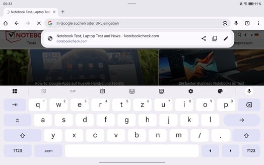 Teclado em formato paisagem