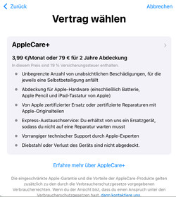 informações sobre o AppleCare+ do iPad mini