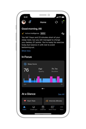 O recurso Garmin Connect+ Active Intelligence. (Fonte da imagem: Garmin)