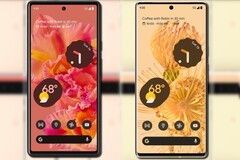 O Pixel 6 e o Pixel 6 Pro em Kinda Coral e Sorta Sunny, respectivamente. (Fonte da imagem: @evleaks - editado)