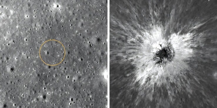 Uma imagem mostrando a área de impacto antes e depois.