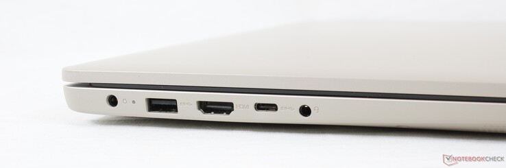 Esquerda: adaptador AC, USB-A 2.0, HDMI, USB-C 3.2 Gen. 1, 3.5 mm de áudio combinado