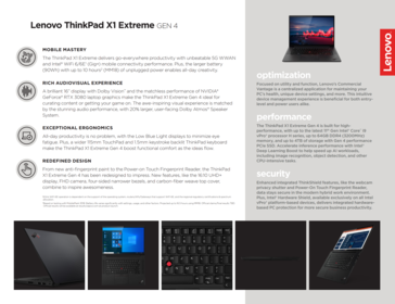 Especificações ThinkPad X1 Extreme G4