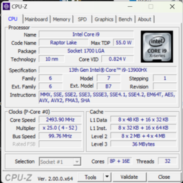 Página principal da CPU-Z