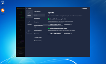 O Avast também tem. Captura de tela da janela de versão do aplicativo. (Fonte da imagem: Sergey Tarasov / Notebookcheck)