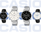 Da esquerda para a direita, na foto: Casio MTP-VT06L-1B, MTP-VT06D-7B, MTP-VT06D-1B e MTP-VT06L-7B.