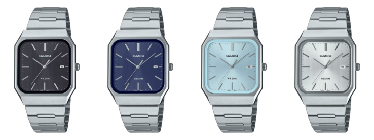 Os quatro relógios da coleção Casio MTP-B185D revelados no início de 2025. (Fonte da imagem: Casio)