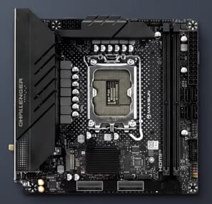 Placa-mãe Mini-ITX com conectores MCIO PCIe 5.0 x8+x8 na parte inferior