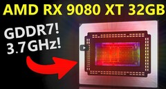 Especulação da RX 9080 XT ES (fonte da imagem: @MooresLawIsDead YouTube)