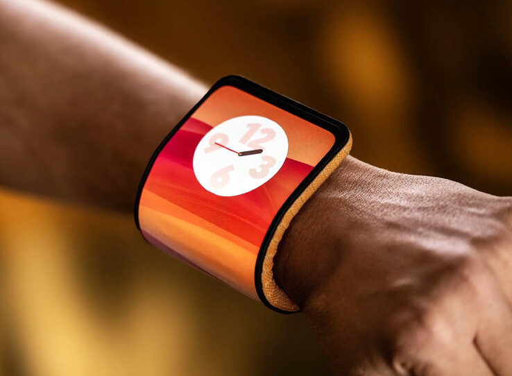 O Motorola Adaptive Display pode funcionar como um wearable graças ao seu design dobrável. (Fonte da imagem: Lenovo)