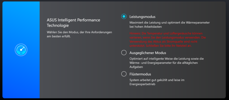 MyAsus: O modo Performance estava ativo para todos os benchmarks - somente o iGPU funciona no modo sussurro