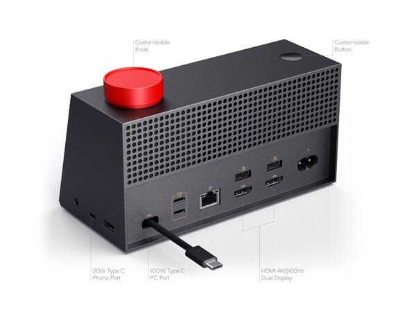 O Lenovo AI Work Companion Concept tem uma série de portas na parte traseira e no lado direito.