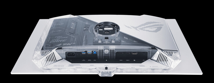 O Asus ROG Swift OLED PG27AQWP-W não conta com a conectividade USB Type-C. (Fonte da imagem: Asus)