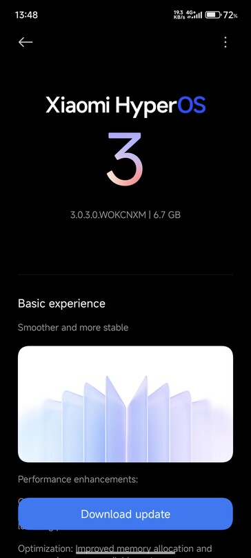 HyperOS 3 OTA no Redmi K80 (Fonte da imagem: usuário do Reddit u/Note1411)