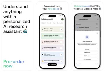 O aplicativo NotebookLM estará disponível para iPhones, iPads e dispositivos Android. (Fonte da imagem: Google)