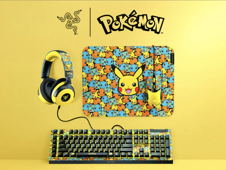Edição Pokémon do conhecido equipamento para jogos: Razer BlackWidow V4 X, Razer Kraken V4 X, Razer Cobra e Razer Gigantus V2 (Fonte da imagem: Razer)