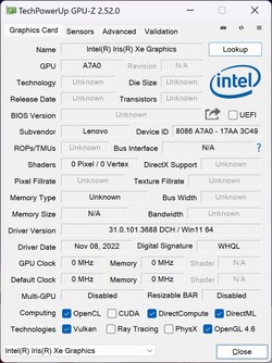 GPU-Z: G7 Iris Xe Graphics