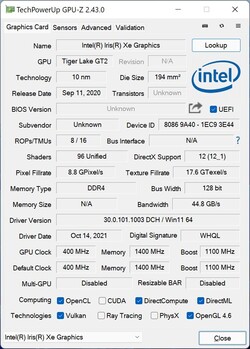 GPU-Z Iris Xe Graphics G7