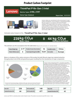 Pegada de CO2 (fonte: Lenovo)