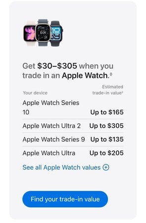 Novo valor de troca do Apple Watch