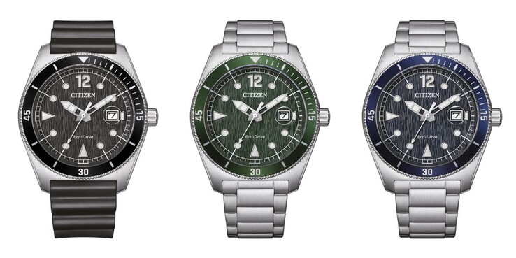 Da esquerda para a direita: os relógios Citizen AW1889-00E, AW1880-55X e AW1881-52L. (Fonte da imagem: Citizen, editado)