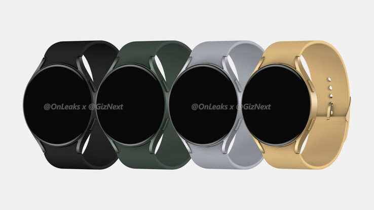 O Galaxy Watch Active 4 em quatro cores. (Fonte de imagem: @OnLeaks &amp; Giznext)