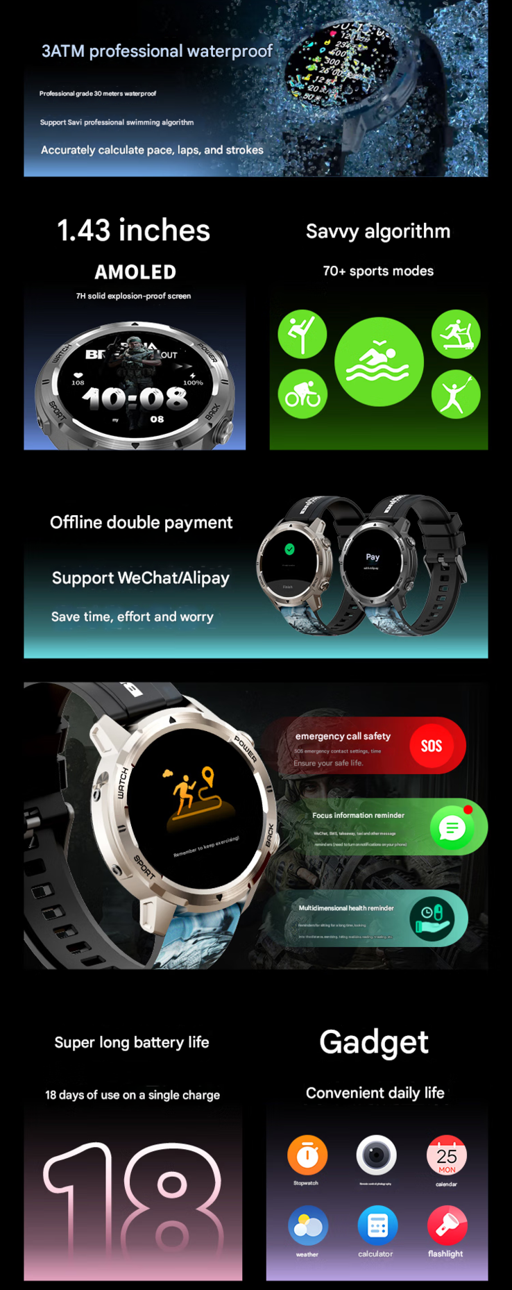 Principais destaques do Watch Pro (Fonte da imagem: Lenovo - tradução automática)