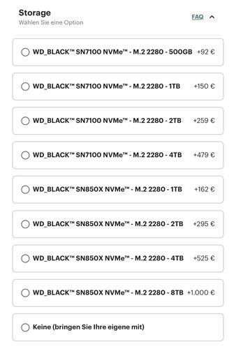 Preços dos SSDs da Frameworks a partir de hoje