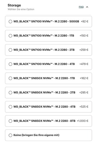 Preços dos SSDs da Frameworks a partir de hoje