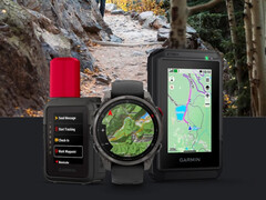 O inReach Mini 3 ao lado do Fenix 8 Pro e do eTrex Touch. (Fonte da imagem: via u/LargeIntestine)