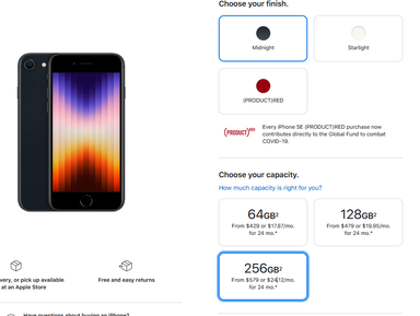 Compare o preço do iPhone SE 2022...