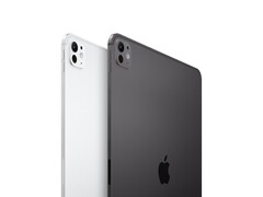 Close-up mostrando o design traseiro do iPad Pro nos acabamentos prata e preto espacial, destacando a câmera e a estrutura de alumínio (Fonte da imagem: Apple)
