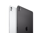 Close-up mostrando o design traseiro do iPad Pro nos acabamentos prata e preto espacial, destacando a câmera e a estrutura de alumínio (Fonte da imagem: Apple)