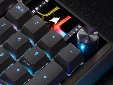 Uma tela colorida IPS de 1,9" 320 x 170 em um teclado é um novo tipo de flex. (Fonte da imagem: Corsair)