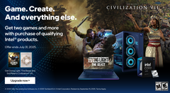 O pacote de primavera da Intel para gamers e criadores (na foto), incluindo Civilization 7 e Dying Light: The Beast