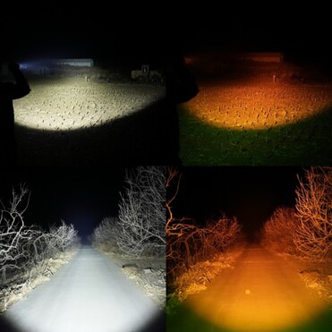 Um filtro âmbar torna a luz laranja