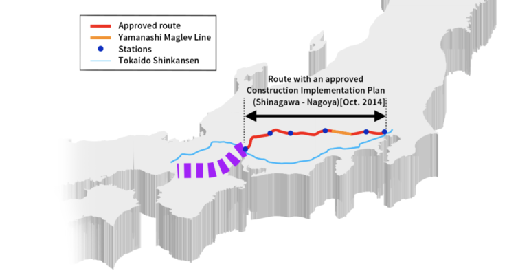 Rotas dos dois sistemas Shinkansen. (Imagem: Central Japan Railway)