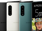 As fotos da impressora Sony Xperia 5 IV mostram algumas especificações de teclas para o telefone compacto no visor. (Fonte da imagem: 91Mobiles/Sony - editado)