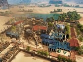 Uma imagem mostrando uma cidade em Stranded: Alien Dawn, atualmente com 50% de desconto.