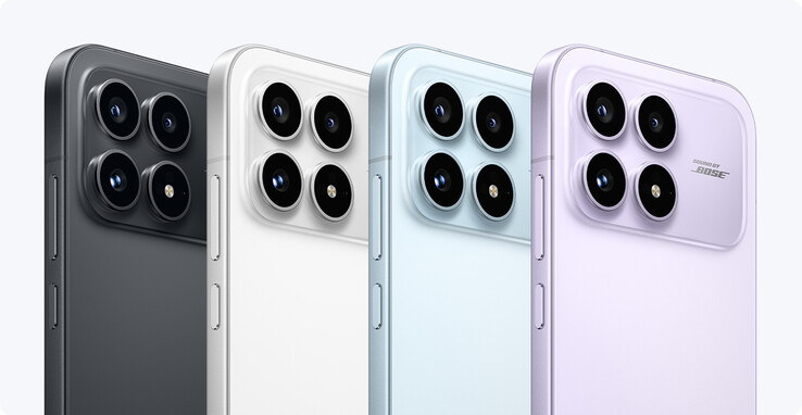A Xiaomi vende o Redmi K90 em quatro opções de cores com alto-falantes ajustados pela Bose. (Fonte da imagem: Xiaomi)