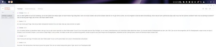 Claramente visível aqui: as passagens mais longas são divididas. O reconhecimento de fala geralmente funciona bem.