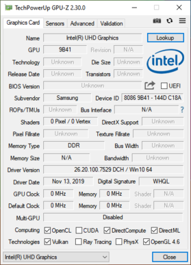 Samsung Galaxy Book Ion 13.3 - GPUz