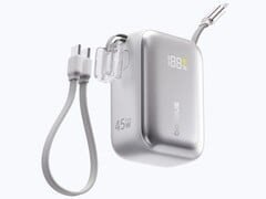 A versão de 20.000 mAh possui dois cabos USB-C integrados, assim como o modelo de 10.000 mAh.
