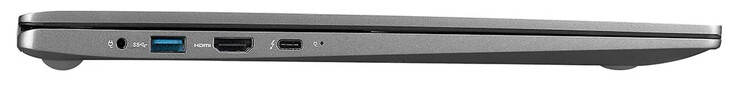 Left side: power, USB 3.2 Gen 1 (Type A), HDMI, Thunderbolt 3