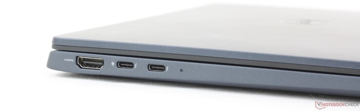 Esquerda: HDMI 2.0, 2x USB-C Thunderbolt 4 com Power Delivery + DisplayPort 1.4