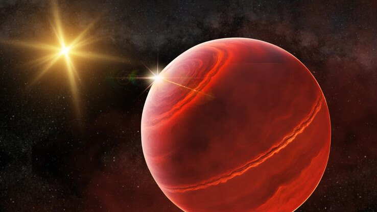 Uma ilustração do novo exoplaneta gigante de gás TOI-4465 b. (Fonte da imagem: Robert Lea - Canva)