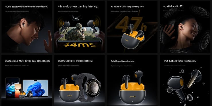 Principais destaques dos fones de ouvido sem fio (Fonte da imagem: iQOO - tradução automática)