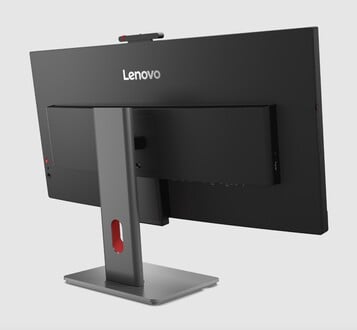 Vista traseira do monitor ultra-amplo IPS Lenovo P34WD.