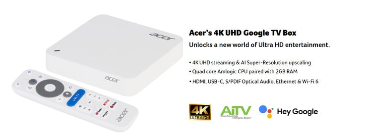 Os principais destaques do Google TV Box 4K (Fonte da imagem: Acer)